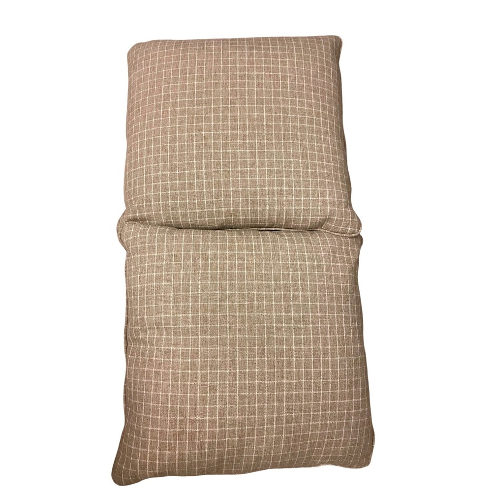 Set 2 Tan White Windowpane Decorative Throw Accent Pillows Neutral 22" x 22" EUC
